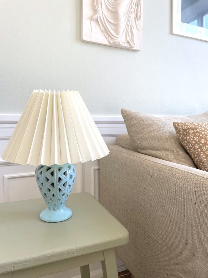 Henning Seidelin blå mønstret bordlampe