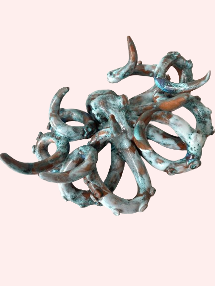 Håndlavet unika blæksprutte no. 8 〰️ vægophæng