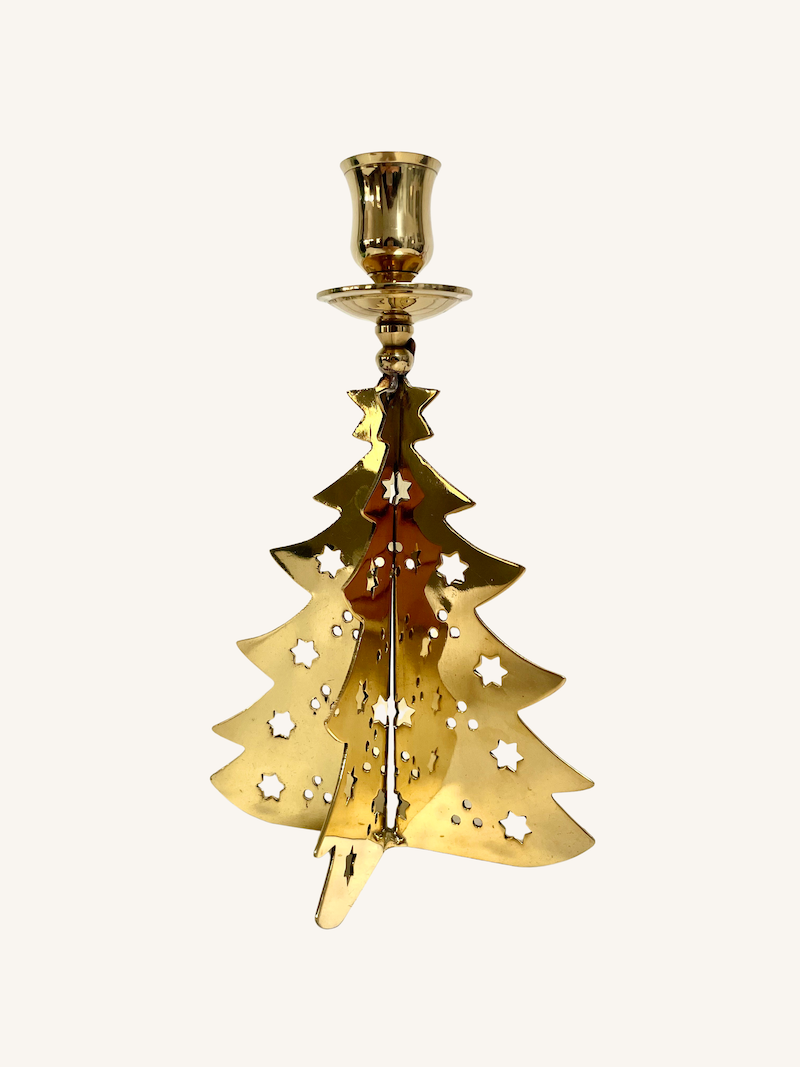 Vintage julelysestage i messing