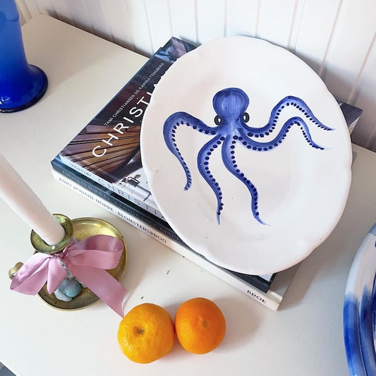 Håndmalet Amalfi fad med blæksprutter