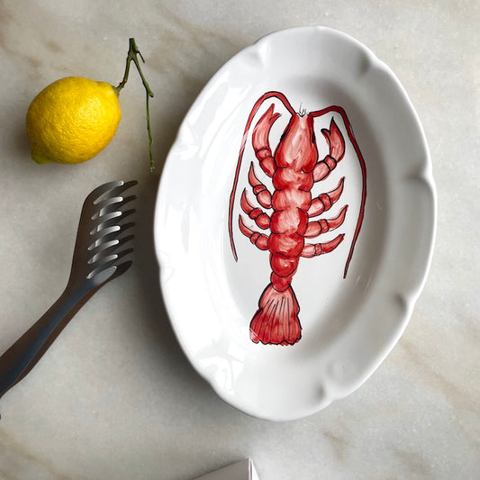 Håndmalet Amalfi Hummerfad | Rød