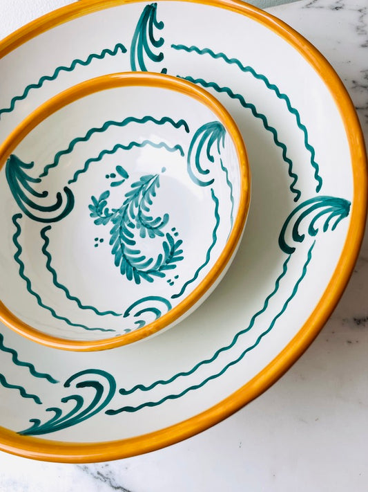 Amalfi stor håndmalet skål | Verde