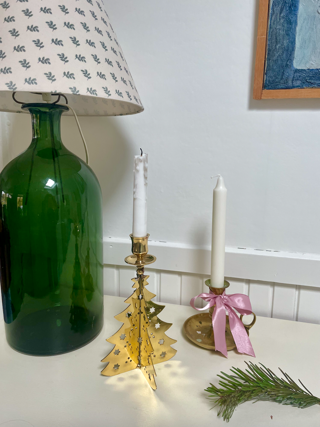 Vintage julelysestage i messing