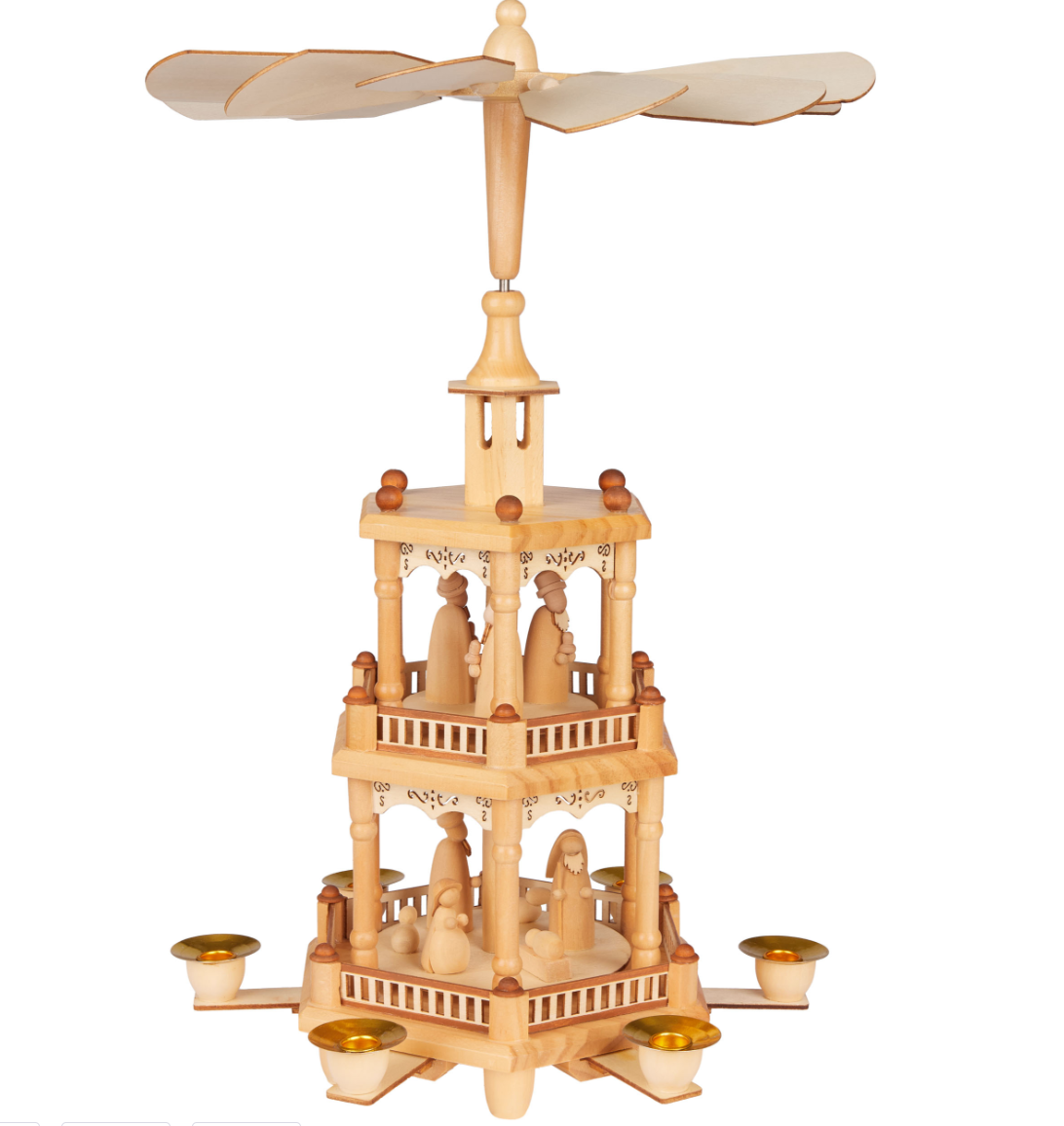 Medium Weihnacht Pyramide / Julekarrusel i træ no. 4