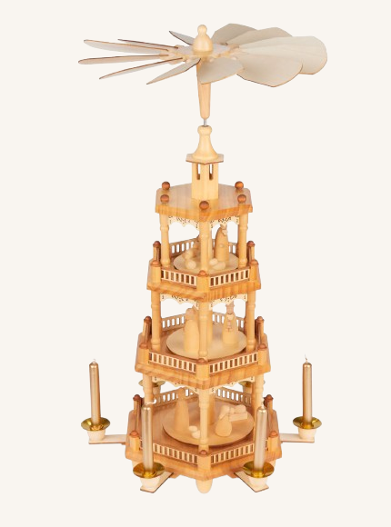 Stor Weihnacht Pyramide / Julekarrusel i træ no. 5