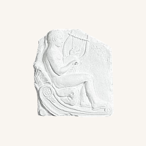 Vægrelief mand med harpe