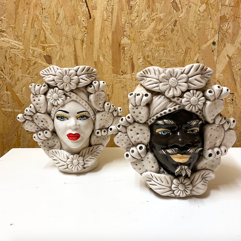 DONNA &amp; UOMO BIANCO CACTUS 〰️ SICILIAN MAIN VASE