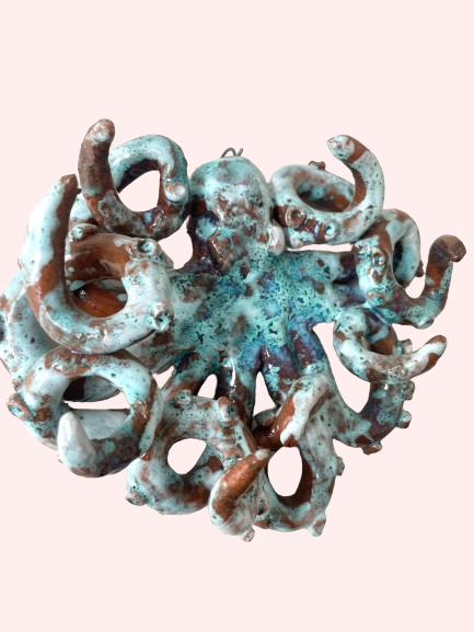 Håndlavet unika blæksprutte no. 9 〰️ vægophæng