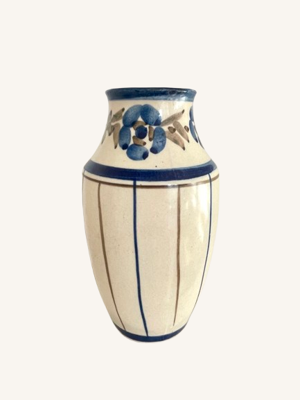 Smuk vintage vase med striber og deko