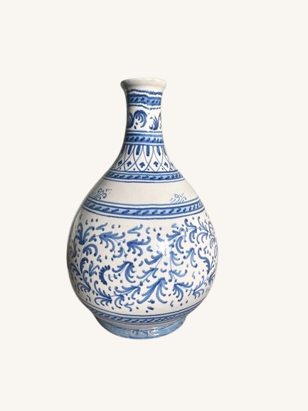 Smuk unika vase med håndmalede deltajer