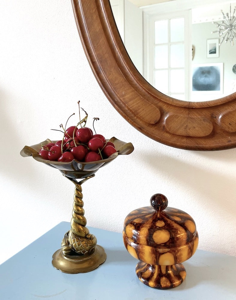 Vintage Murano bonbonniere  – mundblæst i varme nuancer