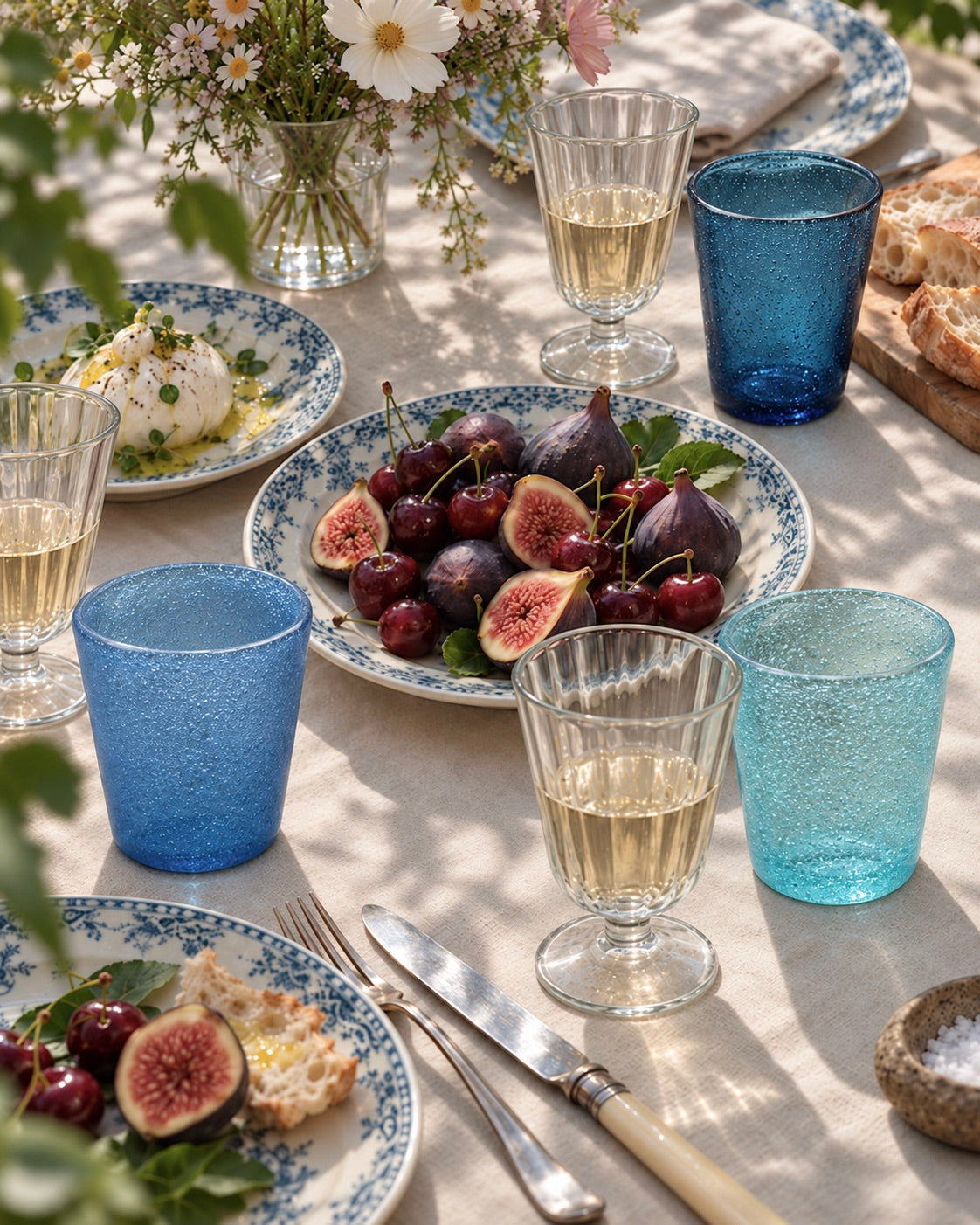 Azzurro Bubbles | Mundblæste italienske glas