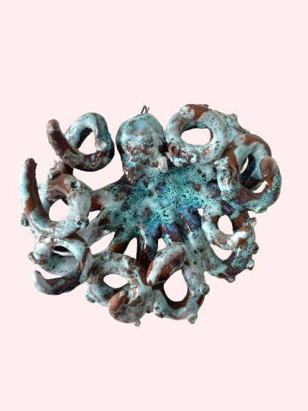 Håndlavet unika blæksprutte no. 9 〰️ vægophæng