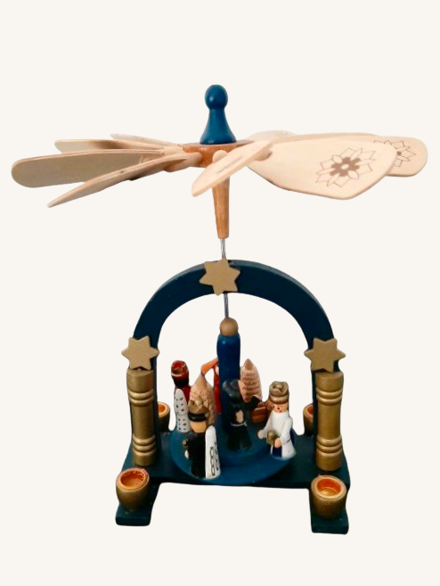 Lille blå vintage Weihnachtspyramide/ Julekarrusel no. 11