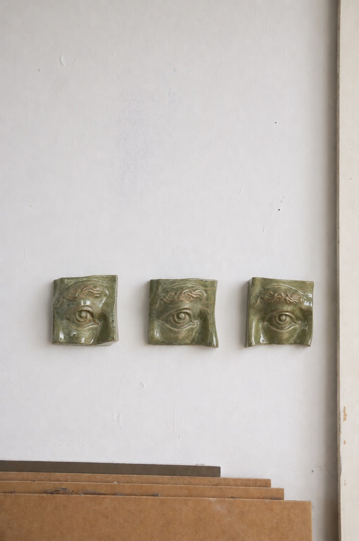 Square Eye Left vægrelief | Copper Green