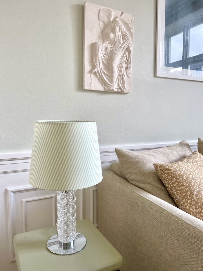 Vintage glasbordlampe med krom