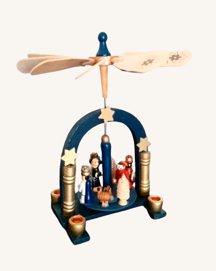 Lille blå vintage Weihnachtspyramide/ Julekarrusel no. 11