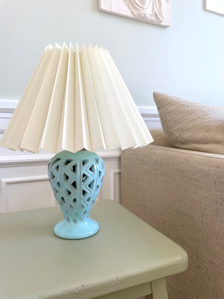 Henning Seidelin blå mønstret bordlampe