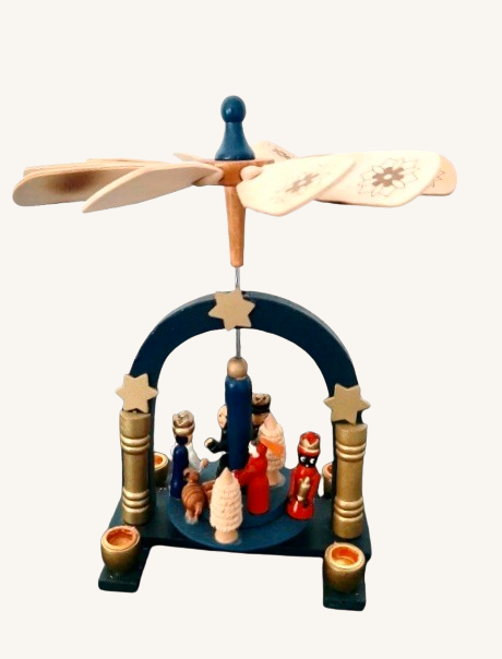 Lille blå vintage Weihnachtspyramide/ Julekarrusel no. 11