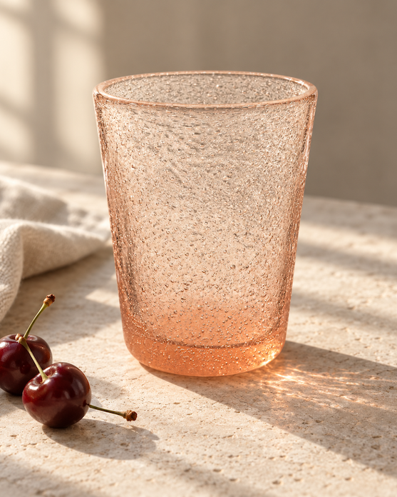 Peachy Bubbles | mundblæste italienske glas