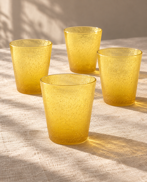 Mouth blown Bubble glass ~ Peach