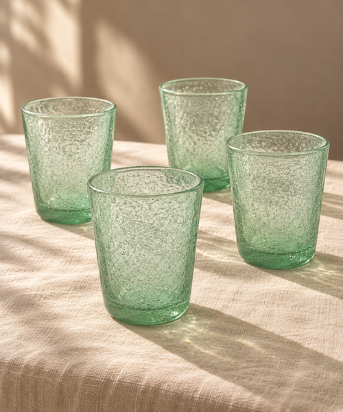 Mouth blown Bubble glass ~ Peach