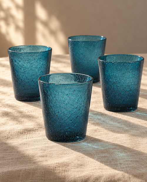 Mouth blown Bubble glass ~ Peach
