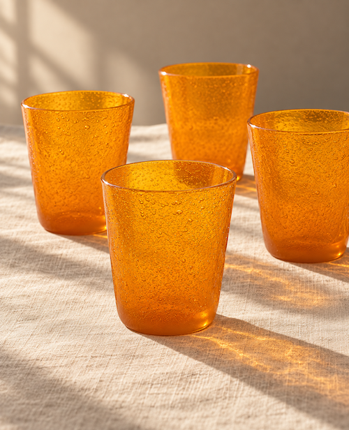 Mouth blown Bubble glass ~ Peach