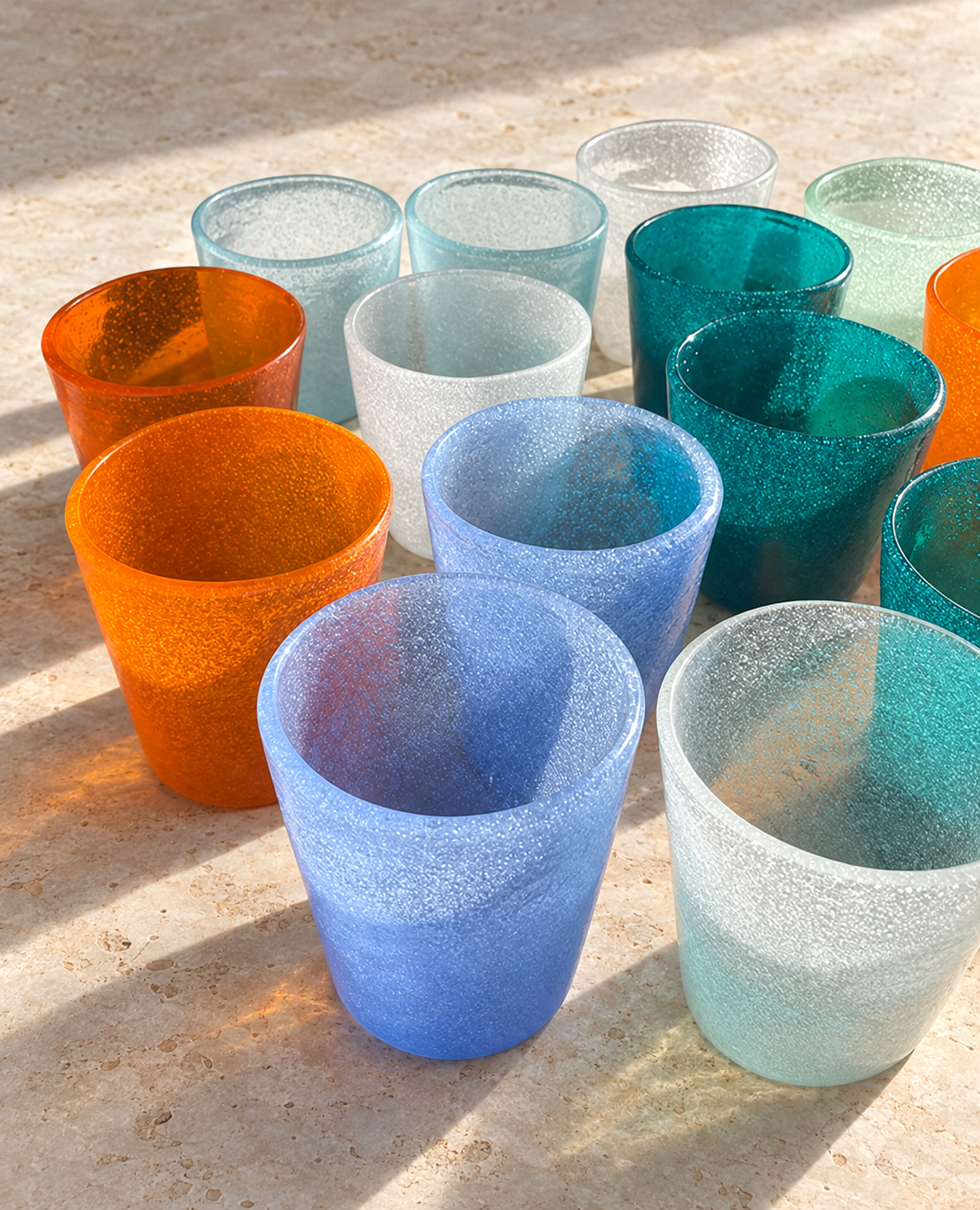 Mouth blown Bubble glass ~ Peach