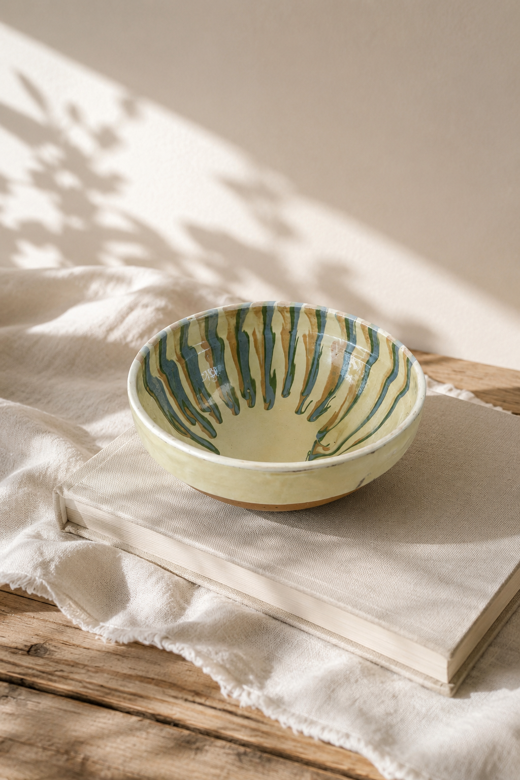 Horezu unika skål ~ creme striber no. 1