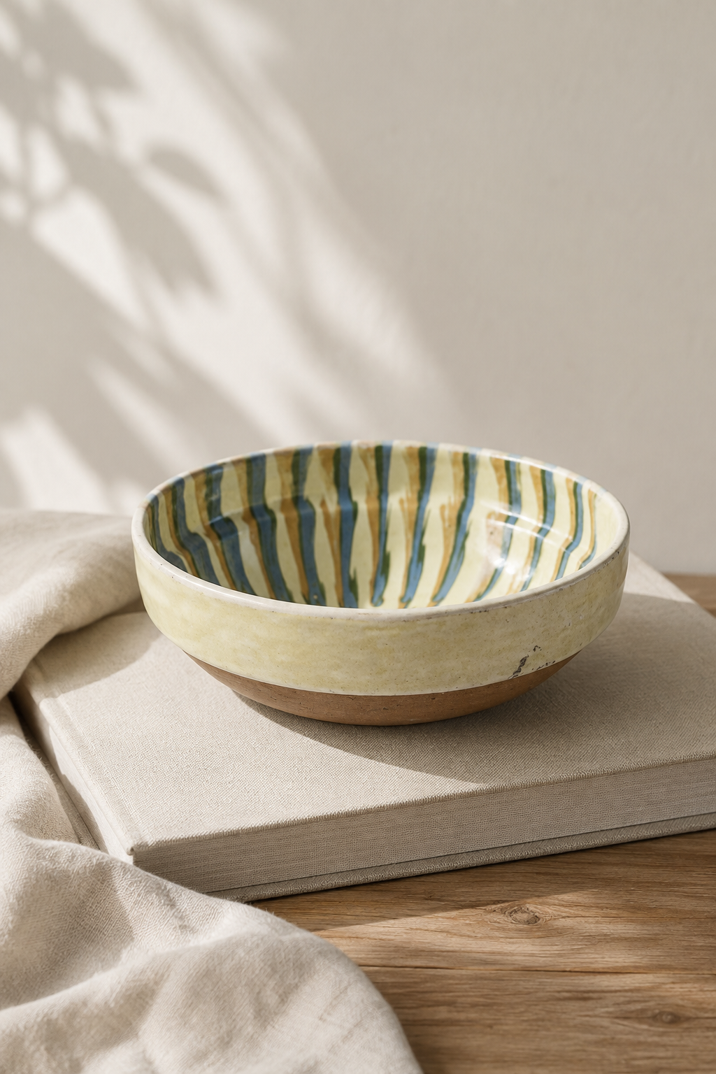 Horezu unika skål ~ creme striber no. 1