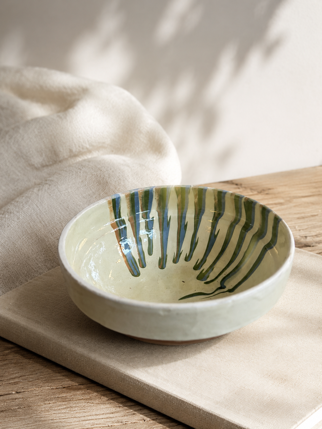 Horezu unika skål ~ creme striber no. 2