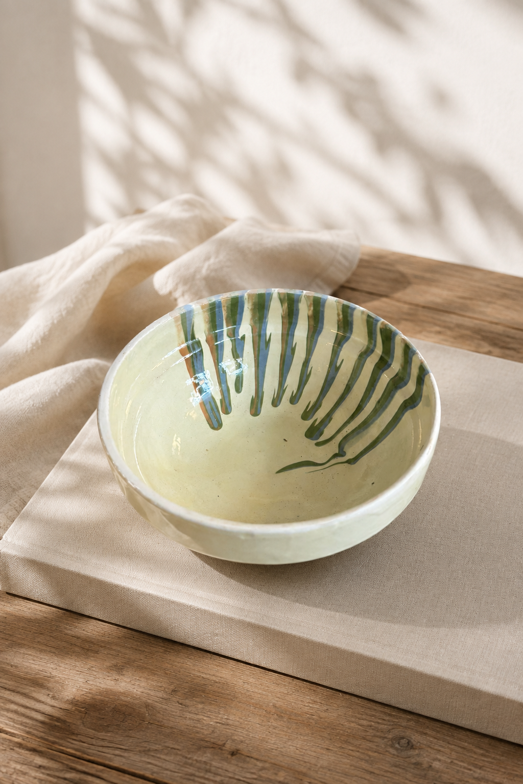 Horezu unika skål ~ creme striber no. 2
