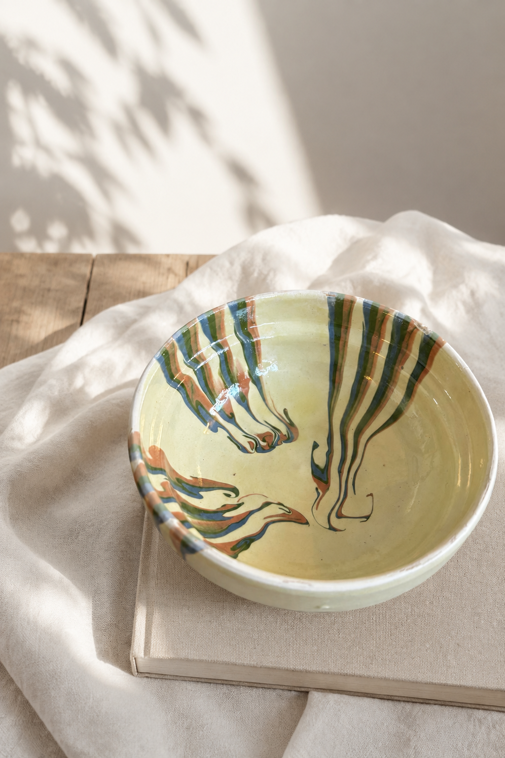 Horezu unika skål ~ creme striber no. 3