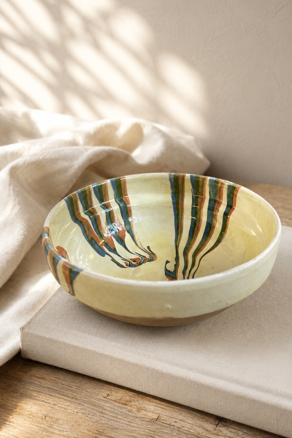 Horezu unika skål ~ creme striber no. 3