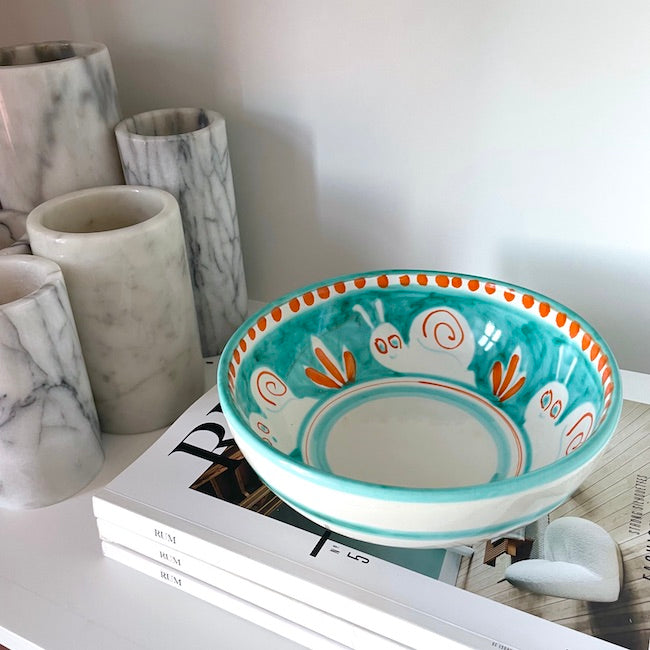 Amalfi håndmalet skål | Snegle