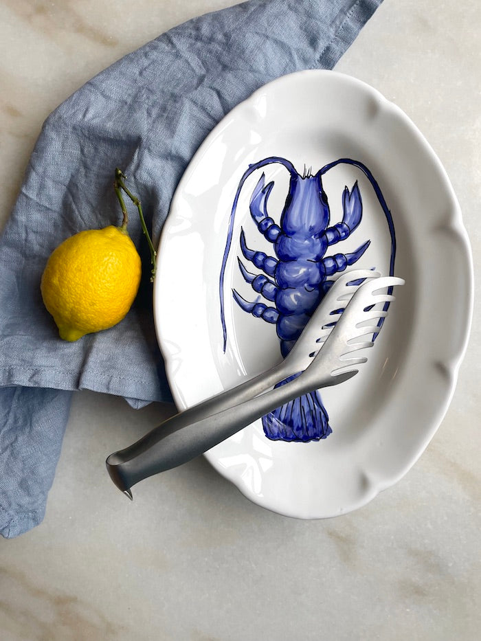 Håndmalet Amalfi hummerfad | Blå