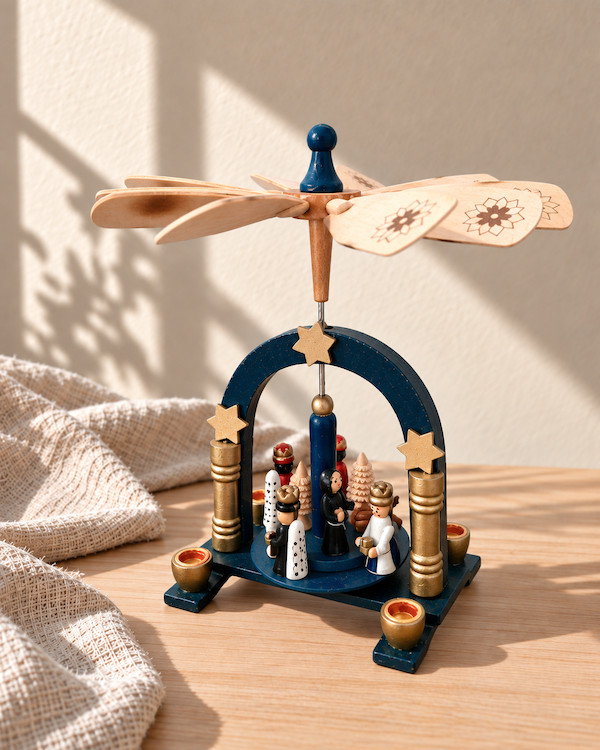 Lille blå vintage Weihnachtspyramide/ Julekarrusel no. 11