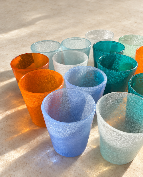 Mouth blown Bubble glass ~ Peach