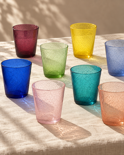 Mouth blown Bubble glass ~ Peach