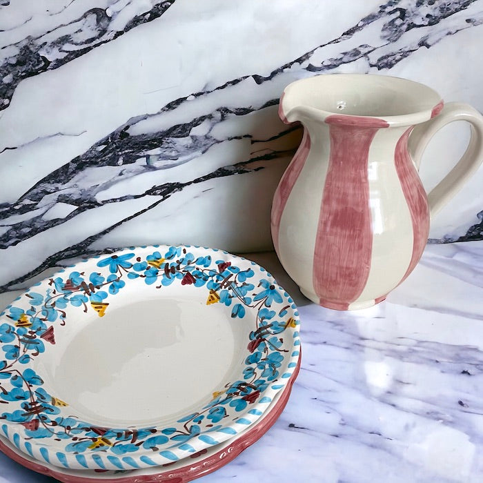 Håndmalet Amalfi dybtallerken | Blå blomst