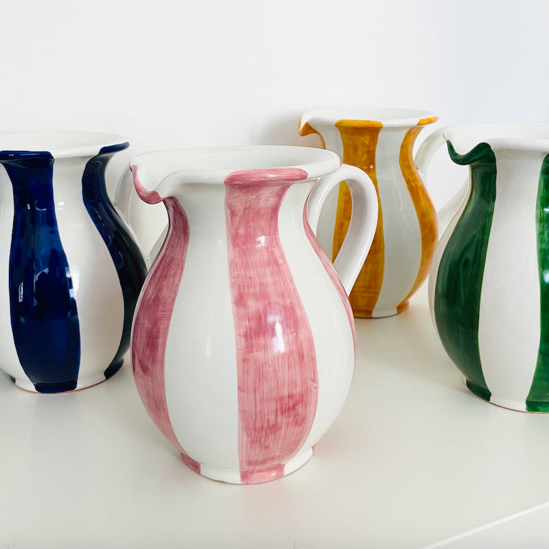 Italiensk håndmalet kande | Blå striber