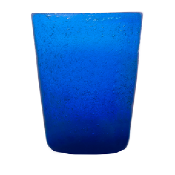 Mundblæst Bubble glas ~ dyb blå