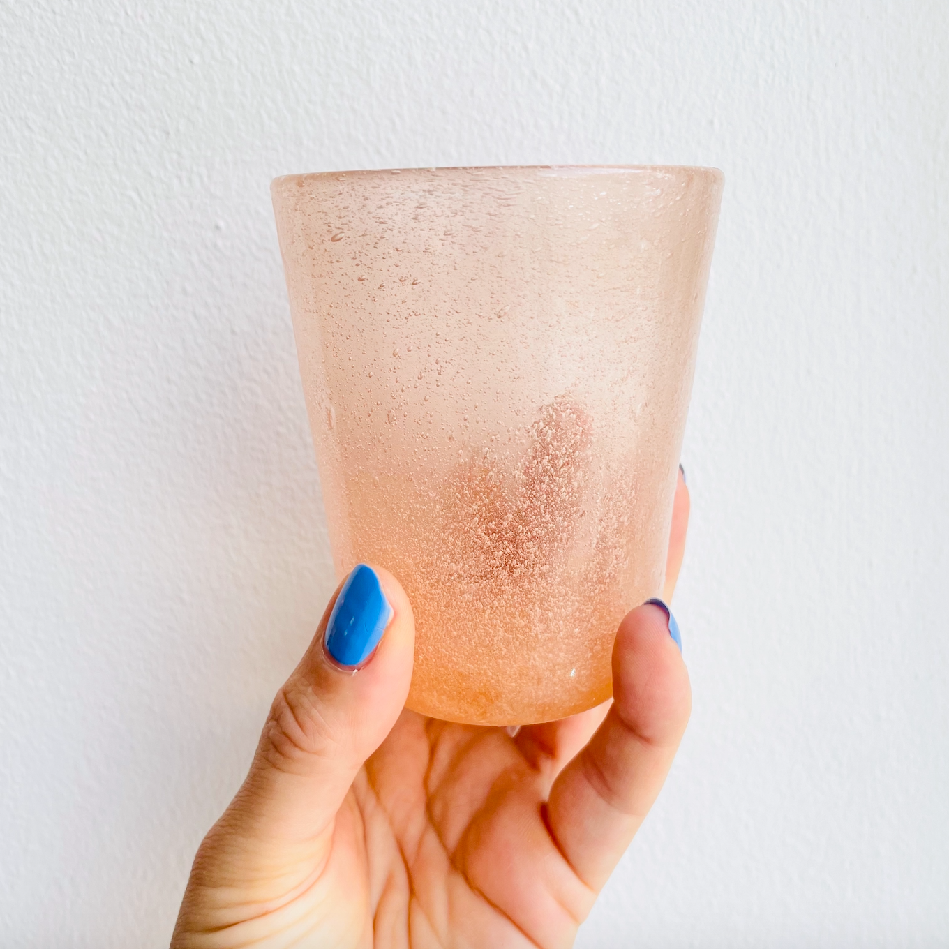 Mundblæst Bubble glas ~ Peach