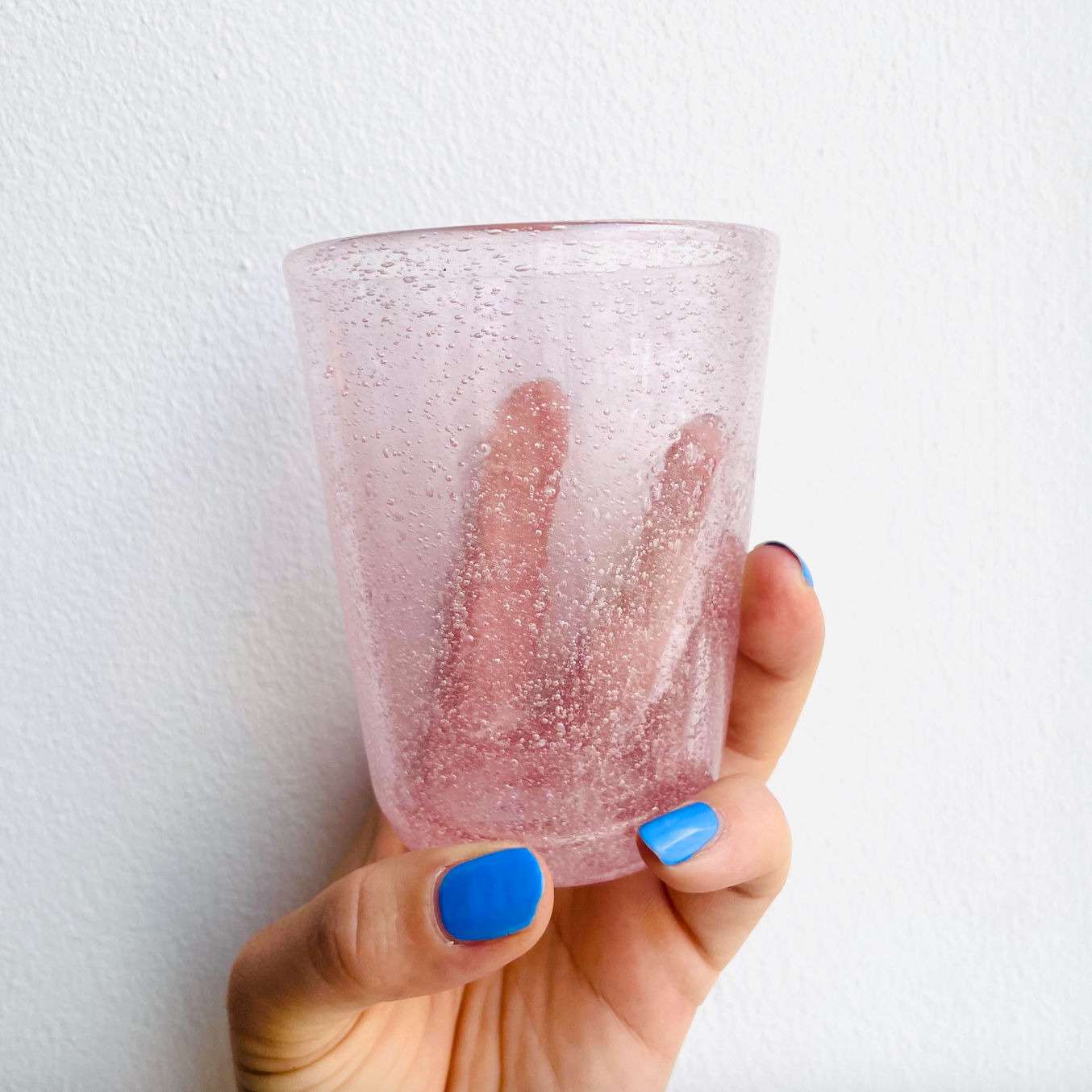 Mundblæst Bubble glas ~ Lyserød