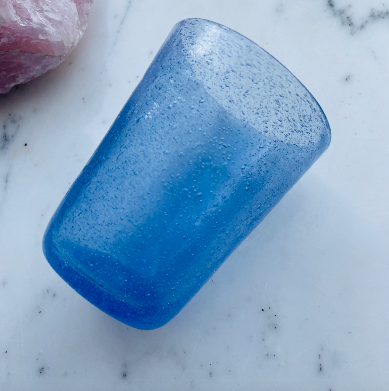 Mundblæst Bubble glas ~ Blå