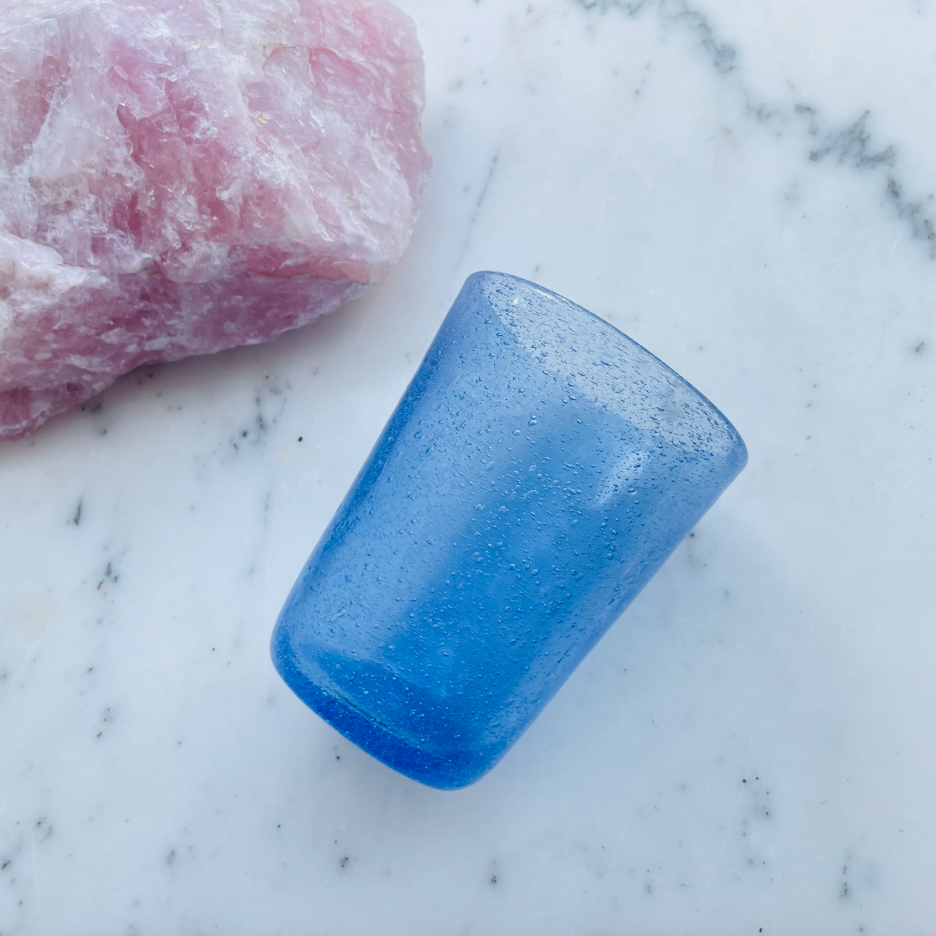 Mundblæst Bubble glas ~ Blå