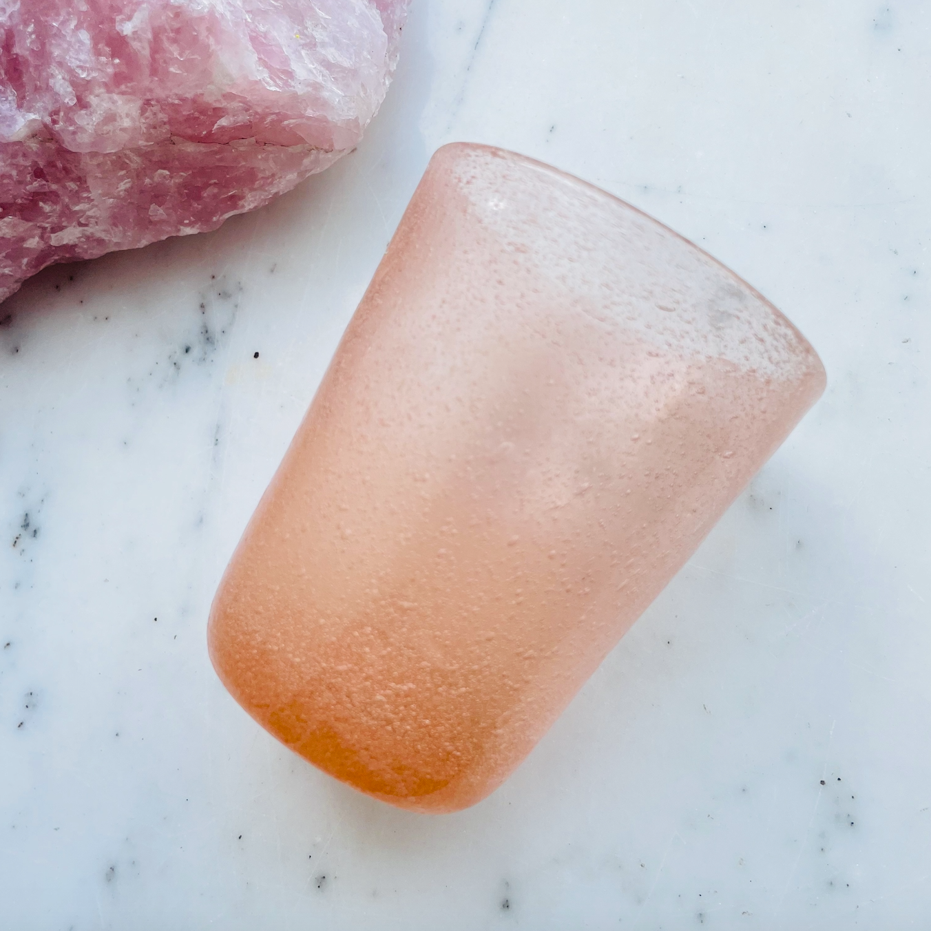 Mouth blown Bubble glass ~ Peach