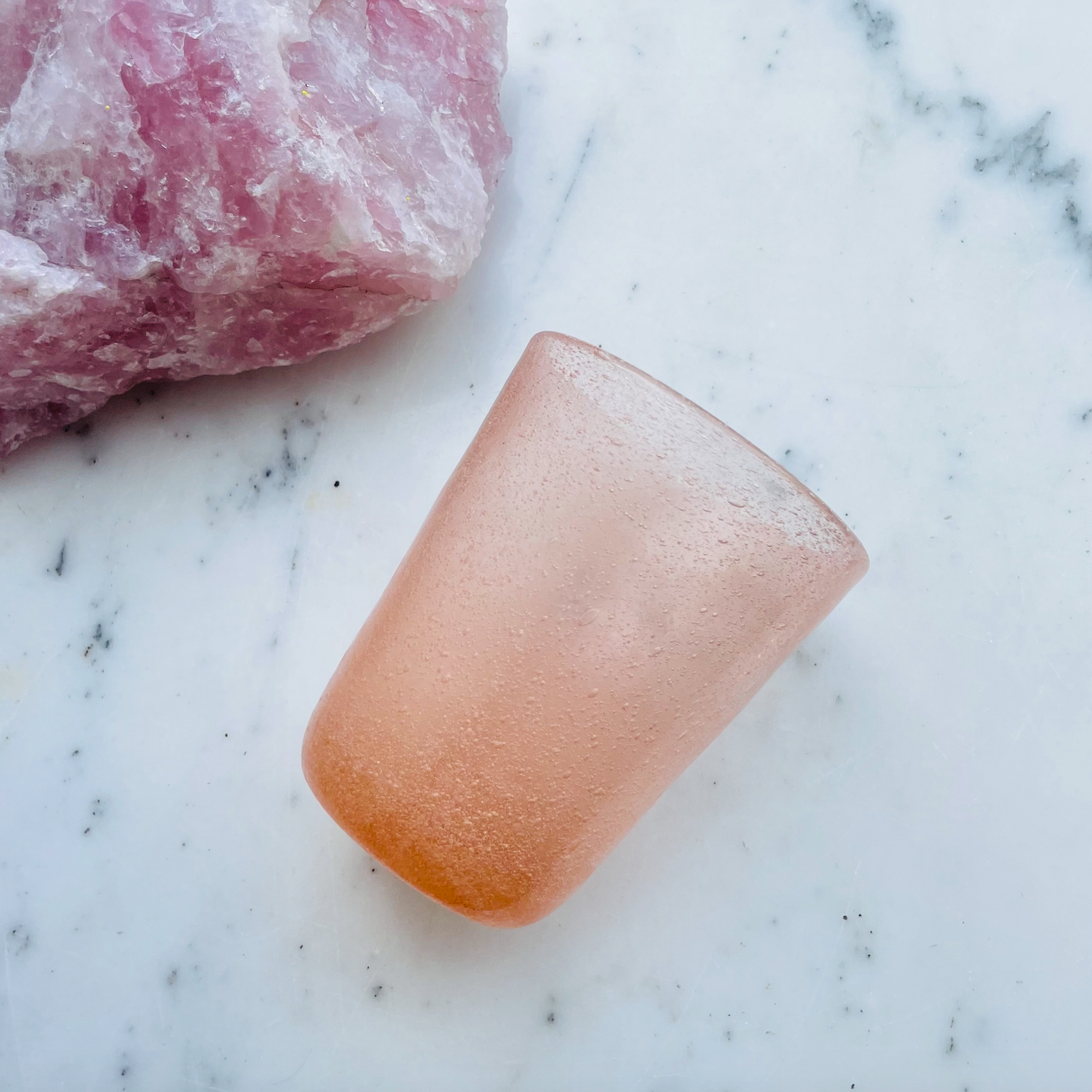 Mundblæst Bubble glas ~ Peach