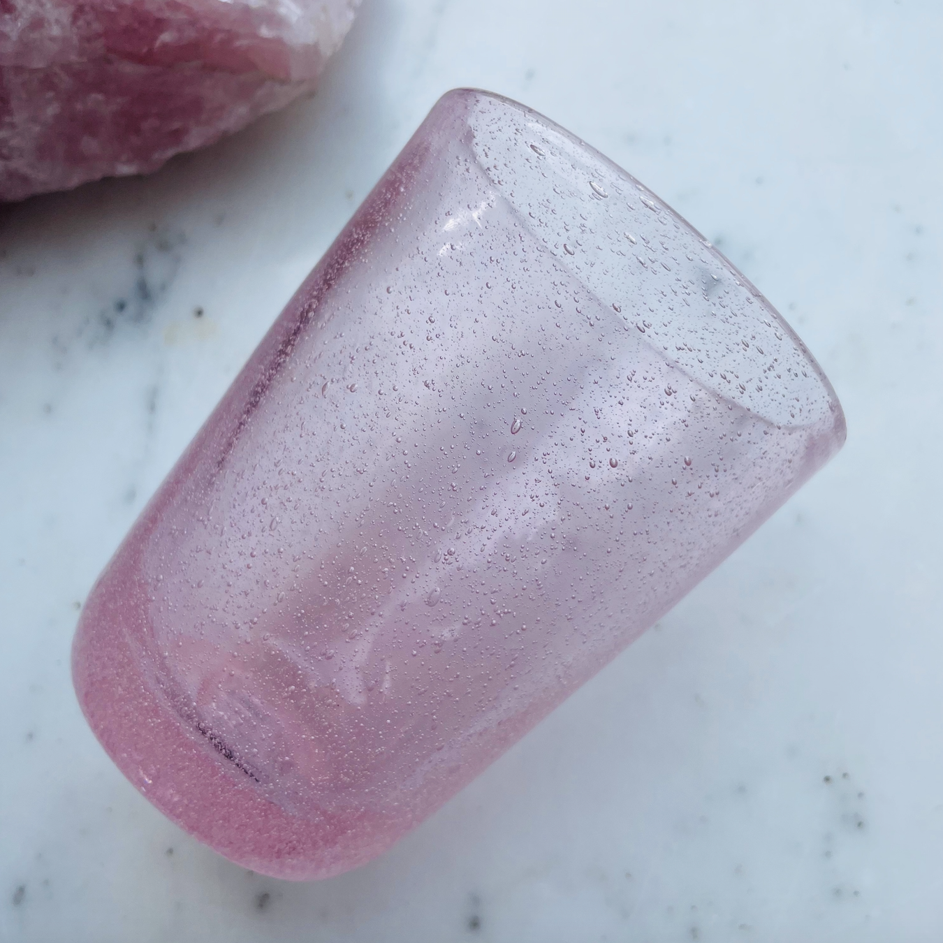 Mundblæst Bubble glas ~ Lyserød